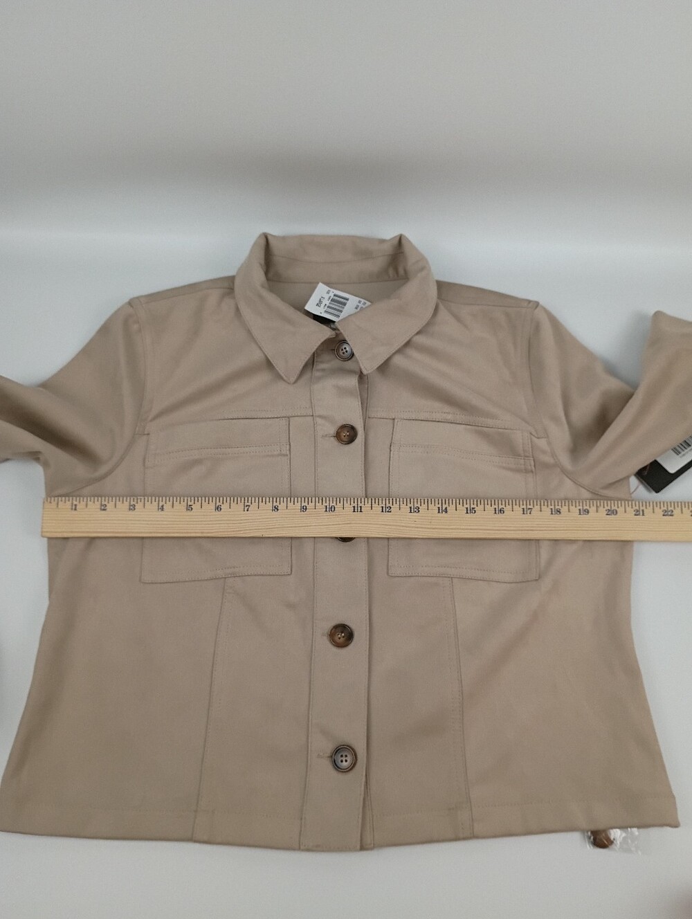 Womens Beige Cropped Utility Jacket - Picture 11 of 12
